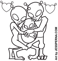 Alien Family Coloring Page