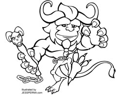 Scary Beast Coloring Page Book Illustration Artwork