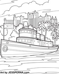 Ferry Boat Coloring Page