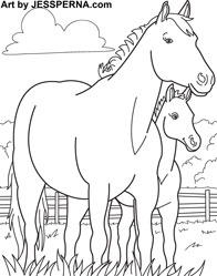 Mare and Colt Coloring Page