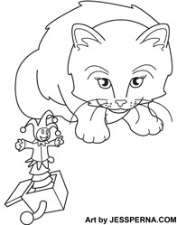 Kitten and Jack -in-the-Box Coloring Book