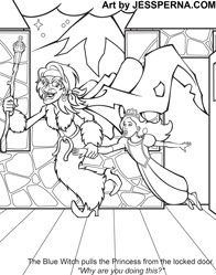 Witch and Princess Coloring Page