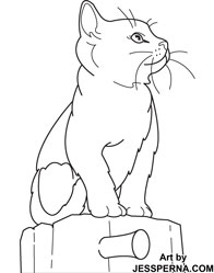 Kitten Standing on Pedestal Coloring Page