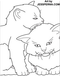 2 Playful Kittens Coloring Page