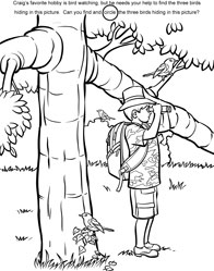 Bird Watcher Coloring Page 