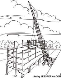 Building Crane Drawing in B&W