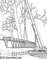 Building Crane Line Art Coloring Page
