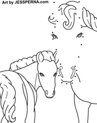 dot-to-dot coloring book horse illustrator