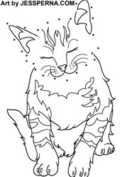 Dot-to-Dot Cat Coloring Page