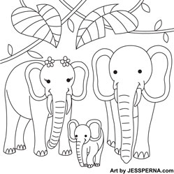 Elephant Family Quilt Block Embroidery Pattern Designer