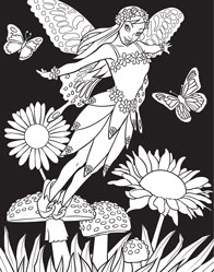 Flying Fairy Coloring Page Illustration