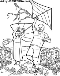 Flying Kites Coloring Page Artist
