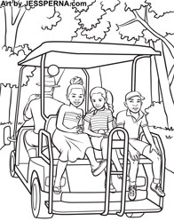 Golf Cart Ride Coloring Page Artist