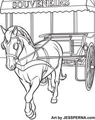 Carriage Horse Coloring Page