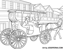 Horse Carriage Bahamas Coloring Book Illustrator