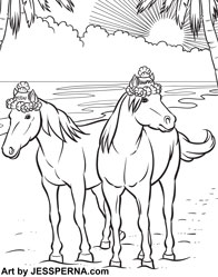 Beach Horses Coloring Page