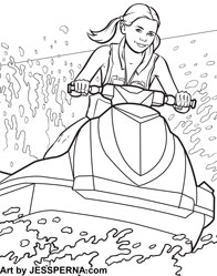 Jet Skiing Coloring Page Illustrator