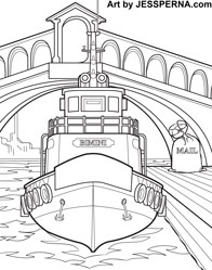 Mail Boat Dock Coloring Page 