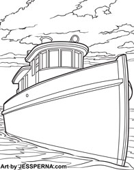 Mail Boat Coloring Page Illustrator