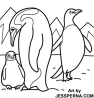 Penguin Family Coloring Page