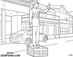 Bahamian Policeman Directing Traffic Artwork