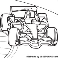Race Car on Track Coloring Page