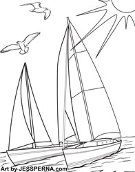 Sailboat Coloring Page Illustrator