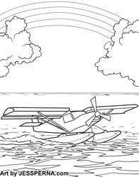 Seaplane Landing Coloring Page