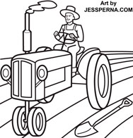 Farmer on Tractor Coloring Page