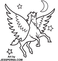 Unicorn Flying Coloring Page Art